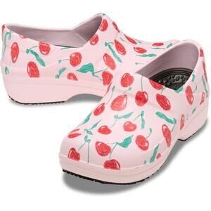 NWT Crocs Neria Pro II LiteRide Graphic Work Clog Pink Milk Cherries Size 10